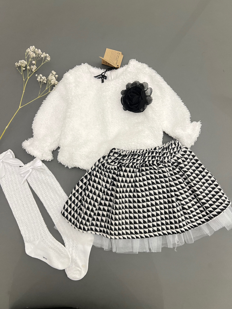 ست پولیور گل  و دامن