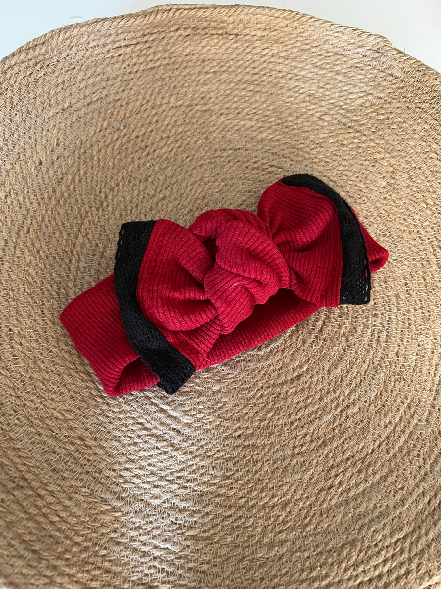 هدبند قرمز گیپور مشکی