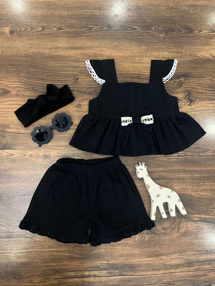 کراپ و شلوارک مشکی new