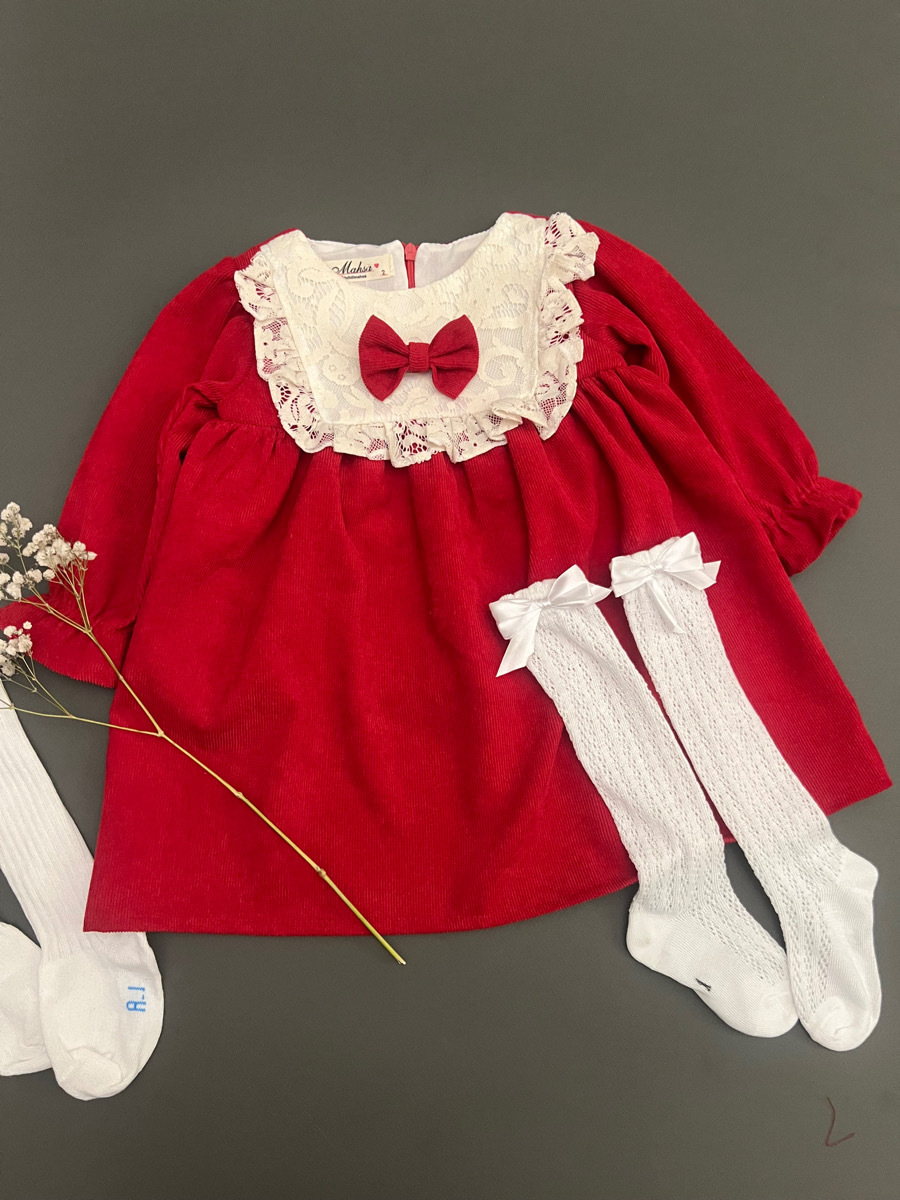 پیراهن سینه گیپور قرمز