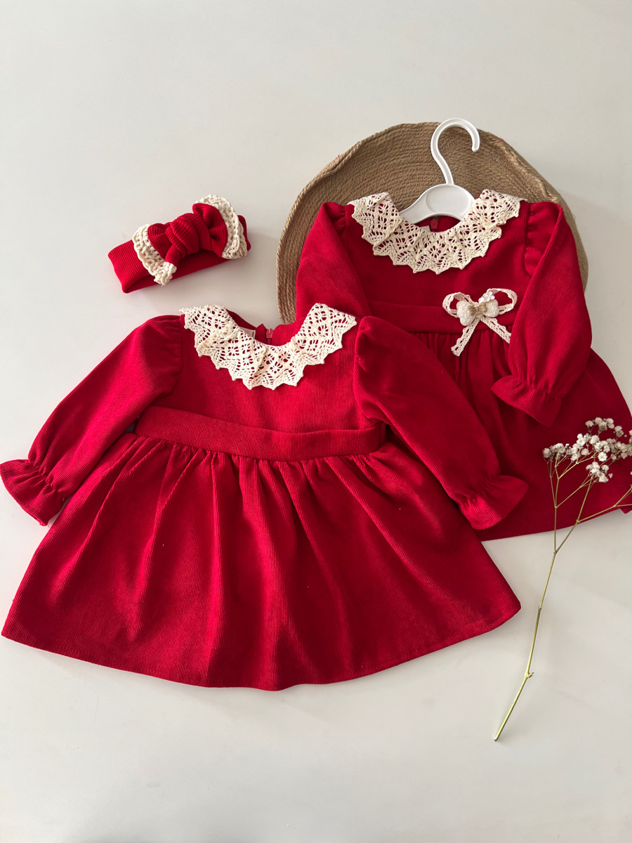 پیراهن کبریتی یقه دانتل