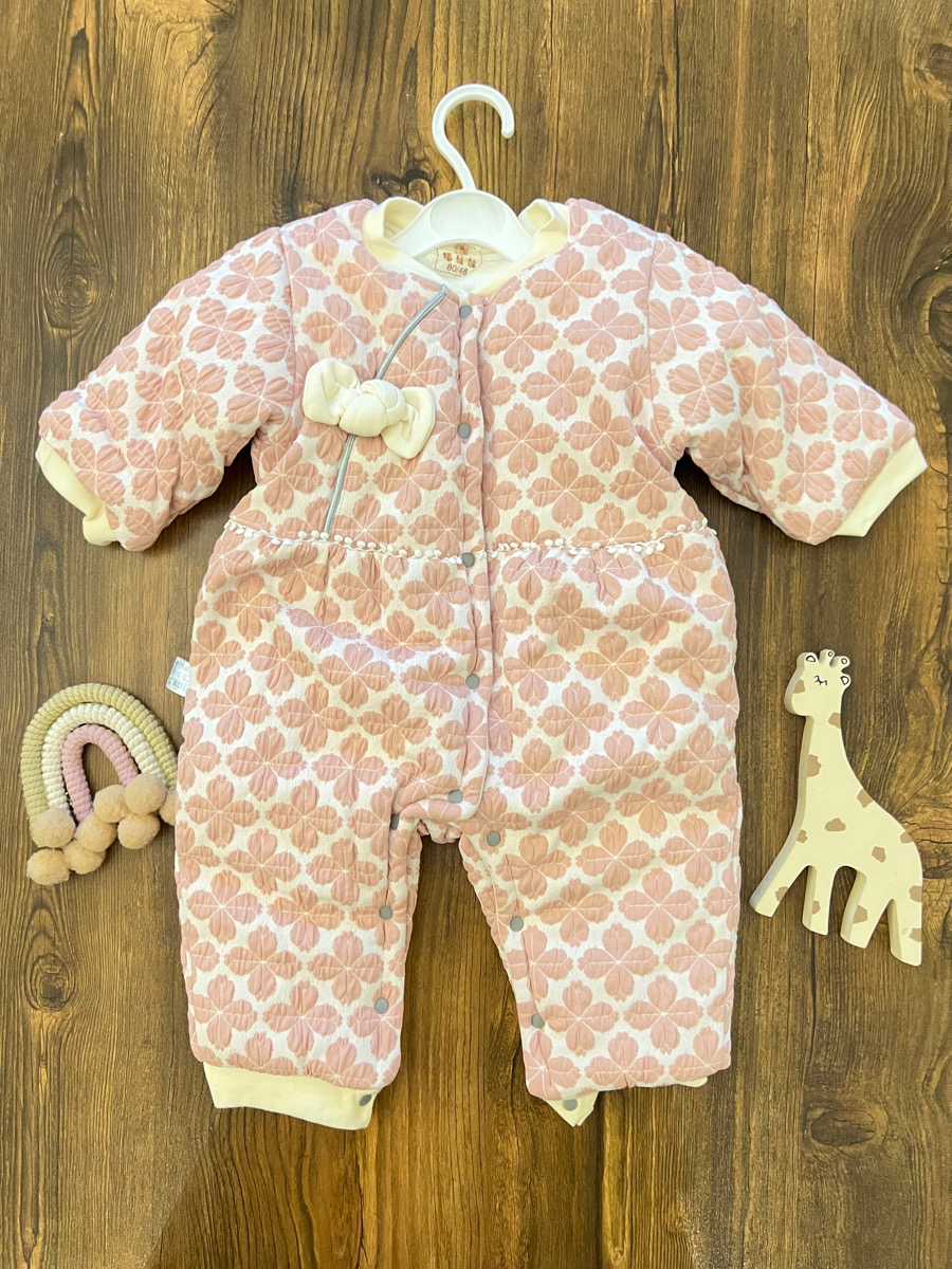 سرهمی کاپشنی گل دار صورتی