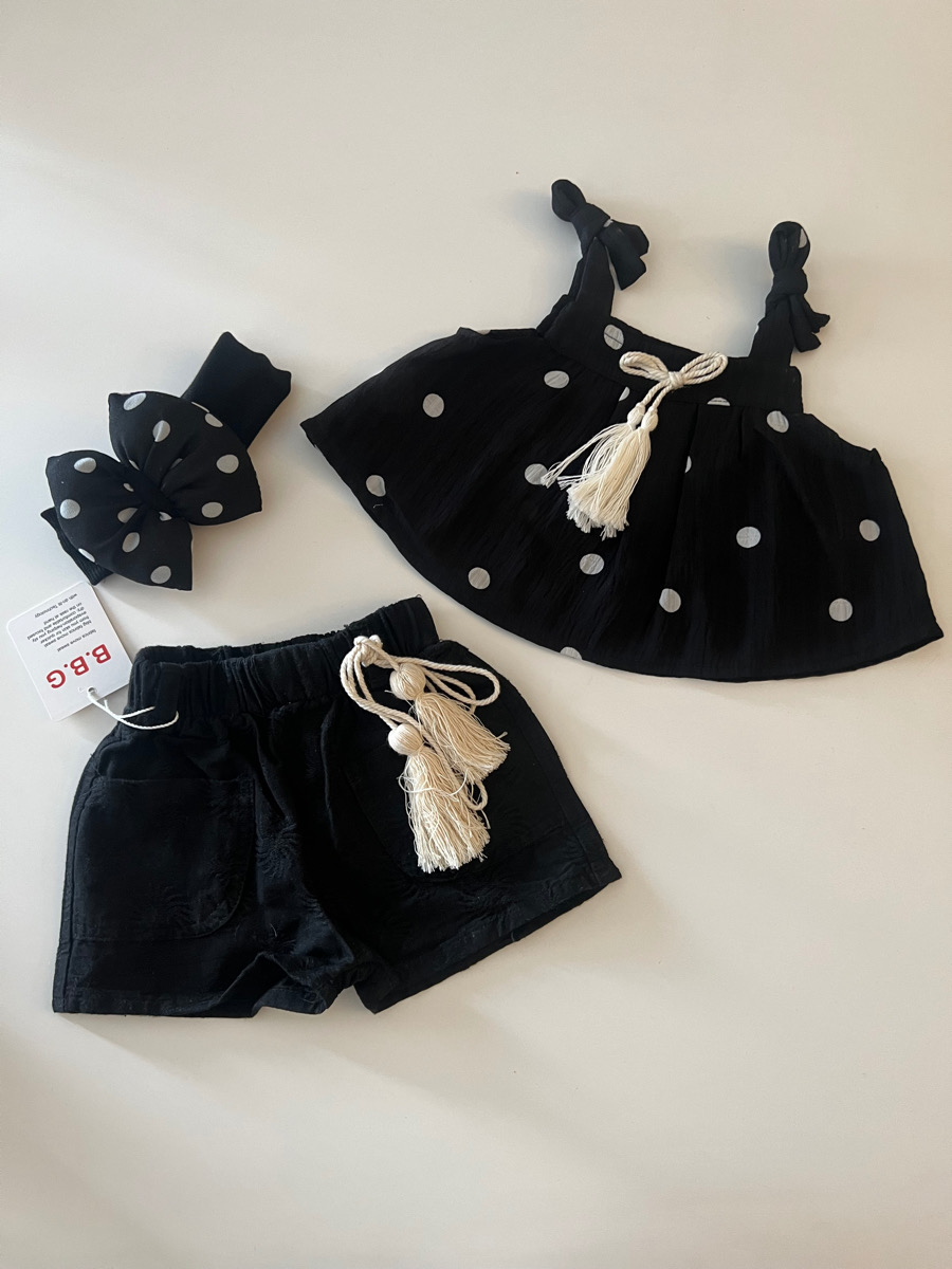 کراپ خال و شلوارک مشکی