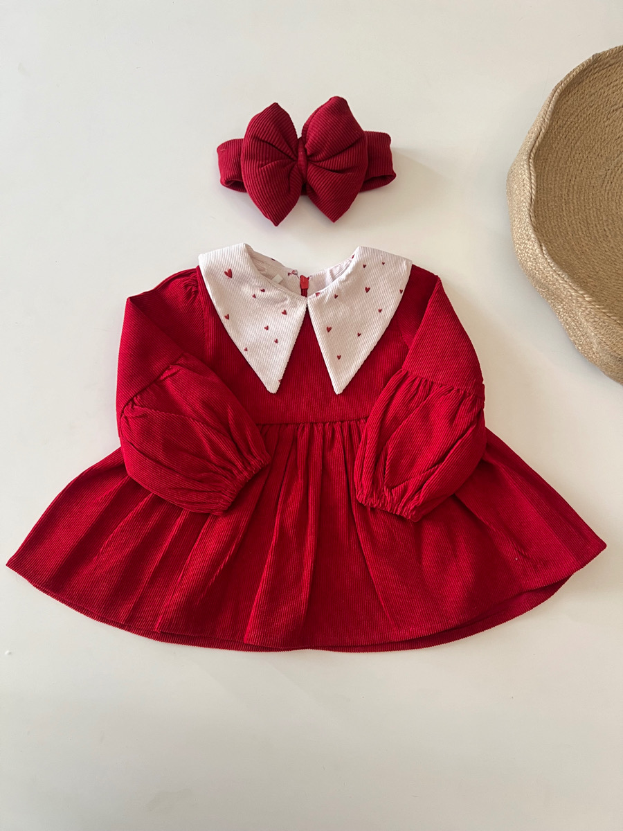 پیراهن قرمر یقه قلب