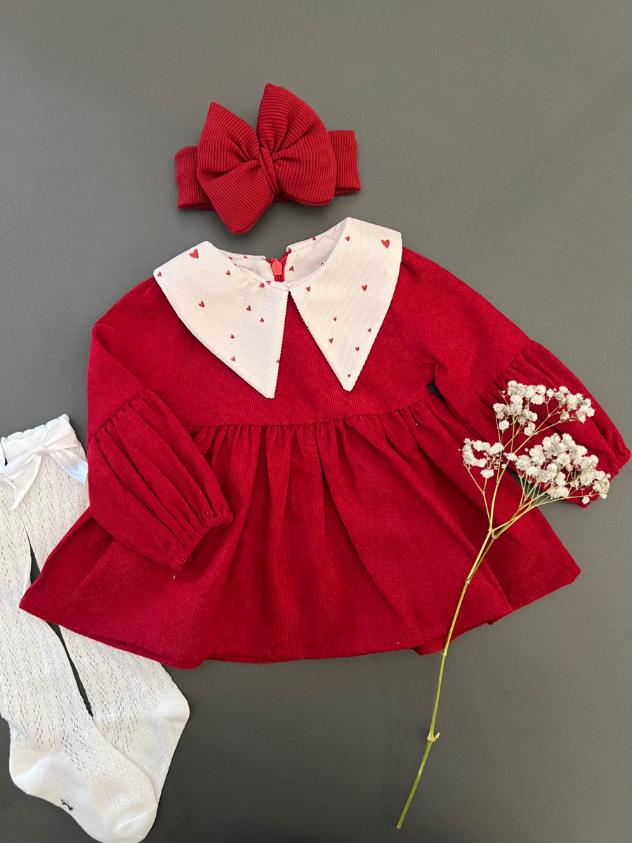 پیراهن قرمز یقه قلب