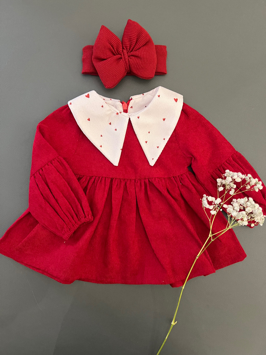 پیراهن قرمز یقه قلب