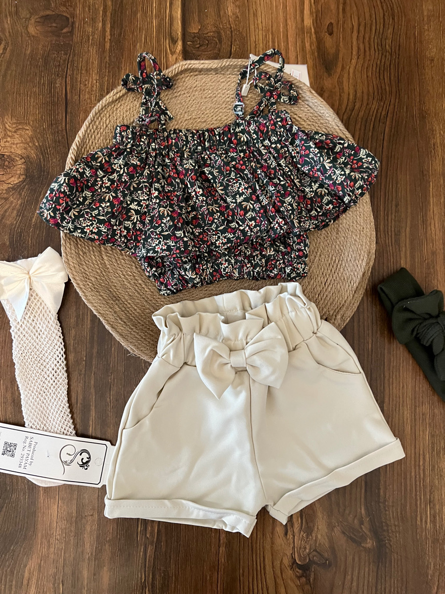 دوتیکه شلوارک کرم